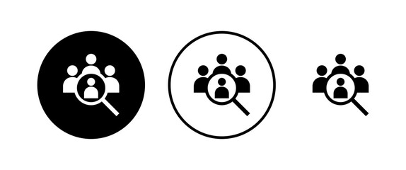 Hiring icons set. Human resources concept. Recruitment. Search job vacancy icon. Hire. Find people icon