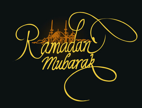 Ramadan mubarak design painting hand calligraphy, vector illustration 