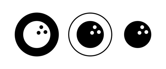 Bowling game Pin Icons set. Bowling icon, ball and pin