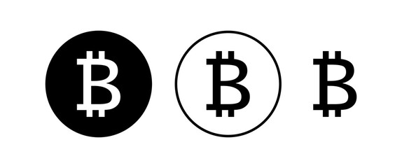 Obraz premium Bitcoin sign icons set. Crypto currency symbol. Blockchain. Cryptocurrency