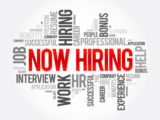Now Hiring word cloud collage, business concept background
