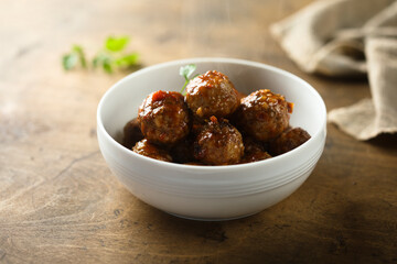 Traditional homemade meatballs with tomato sauce