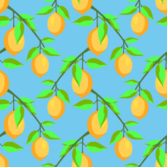 Vector - lemon fruits seamless pattern.