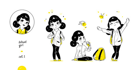 School Girl Collection with Different Poses
