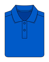 Folded Blue Polo Shirt Template Vector On White Background