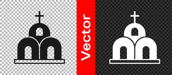 Black Church building icon isolated on transparent background. Christian Church. Religion of church. Vector