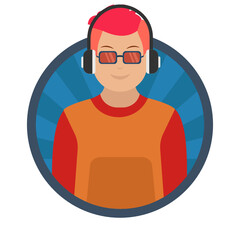 Disc Jockeys Concept, DJ Vector Round Icon Design, Professional uniform Symbol on White background, Labor Day people Stock illustration, character occupations sign