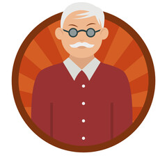 University professor Concept, Teacher Vector Round Icon Design, Professional uniform Symbol on White background, Labor Day people Stock illustration, character occupations sign
