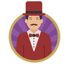 magician or entertainer Concept, illusionist Vector Round Icon Design, Professional uniform Symbol on White background, Labor Day people Stock illustration, character occupations sign