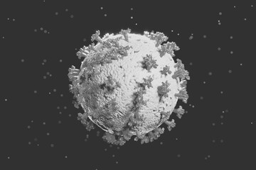 Coronavirus cells or bacteria molecule. Virus Covid-19. 3d Rendering.