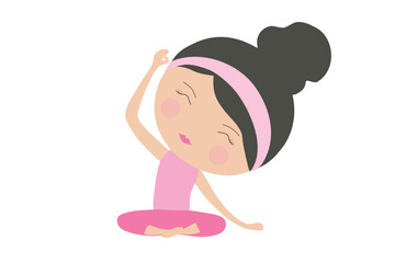 Cute yoga girl isolated vector illustration. Healthy lifestyle concept