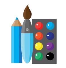 Items for the artist icon set. Illustration in flat style.
