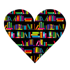 I love books concept with heart made of books