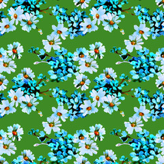 Elegant brush-painted floral template for fashion prints, textile design