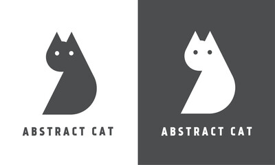 Abstract cat silhouette logo design template geometric concept