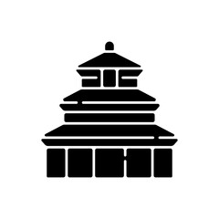 Temple of Heaven black glyph icon. Religious place to pray for harvest. Chinese historical landmark. Traditional oriental culture. Silhouette symbol on white space. Vector isolated illustration