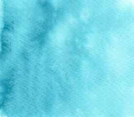 Watercolor blue textured background. Turquoise backdrop