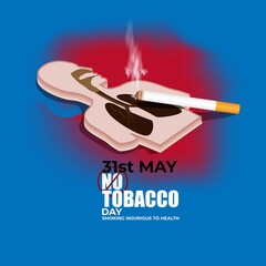 VECTOR ILLUSTRATION OF CONCEPT FOR WORLD NO TOBACCO DAY, ILLUSTRATION IS SHOWING LUNGS FILLED WITH CIGARETTE SMOKE ON SMOKY BACKDROP