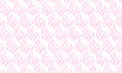 pink geometric pattern background of cubes with lines.