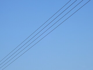 electric wire with blue sky background