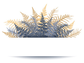 Naklejka premium Fern frond frame vector illustration. Polypodiophyta plant leaves decoration