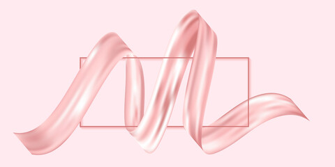 Silk satin ribbon and frame background vector illustration.