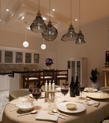 table setting for a dinner, 3d render