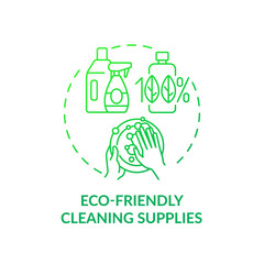 Eco friendly cleaning supplies concept icon. Green hotel features. No chemical components inside home products idea thin line illustration. Vector isolated outline RGB color drawing