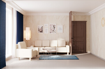 Fototapeta na wymiar 3d render of a living room