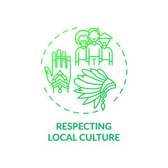 Respecting local culture concept icon. Green hotel features. Sense of identity for rural national communities idea thin line illustration. Vector isolated outline RGB color drawing