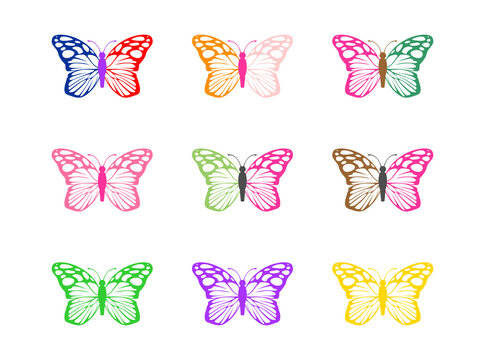 butterfly icon set vector isolated