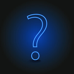 Neon Question Mark Sign. Simple icon for websites, web design...