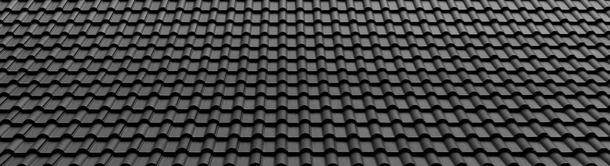 black tile of rooftops texture, dark background