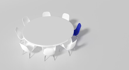 Blue chair round meeting table 