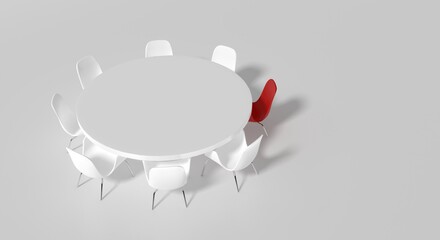 Round Table and Red Chair 