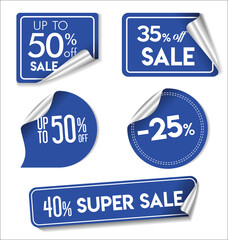 Blue Sale stickers and tags modern collection 