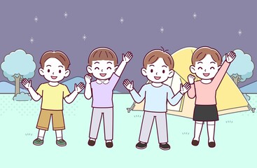 Fototapeta premium 子どもたち4人