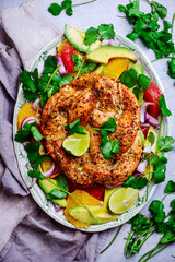 Salmon wreath with citrus salad..style vintage