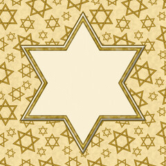 Gold frame with illustration of Star of David pattern background