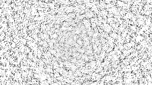 Abstract Fractal Particles Explosion Shifting To Dots Grid Background/ 4k animation of an abstract transition background with fractal particles blast switching slowly from chaos motion to clean minima
