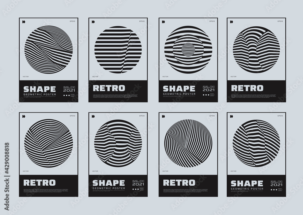 Poster set of minimalist posters with abstract circle shapes. meta modern covers. swiss design pattern. fut