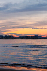 Laredo beach in northern Spain on the Cantabrian sea coast at sunset