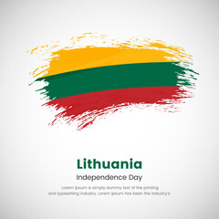 Brush painted grunge flag of Lithuania country. Independence day of Lithuania. Abstract creative painted grunge brush flag background.