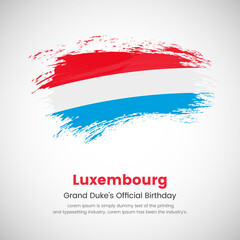 Brush painted grunge flag of Luxembourg country. Grand dukes official birthday celebration in Luxembourg. Abstract creative painted grunge brush flag background.