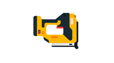 Pneumatic nailer side view. Power tools for home, construction and finishing work. Professional worker tool. Vector illustration isolated on white background.