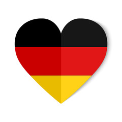 Germany flag with origami style on heart background