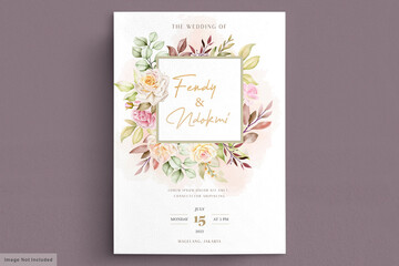 romantic watercolor white roses wedding invitation card set