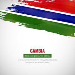 Happy independence day of Gambia with brush style watercolor country flag background