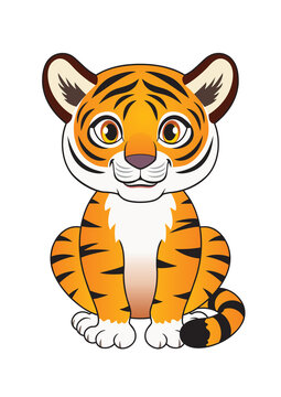 cute little baby tiger cartoon