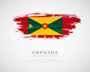 Happy independence day of Grenada with artistic watercolor country flag background